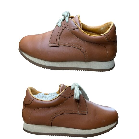 Hermes Women SIZE EU 37 US 6.5 Quick Sneakers Low Shoes Flat Leather Orange - Picture 1 of 12